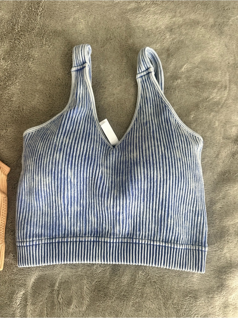 NWT 2 Zenana Outfitters Racerback Crop Top in Beige & Blue Straight Strap V Neck - Picture 8 of 12